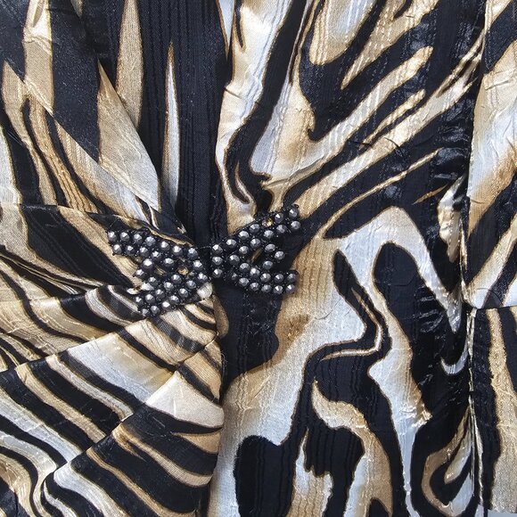 Alex Evenings Tiger Striped Jacket Evening Formal Satin Retro M - Picture 3 of 9